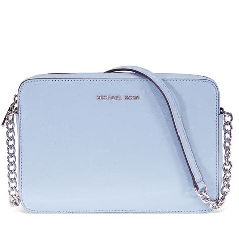 michael kors jet set crossbody large blue|Michael Kors large saffiano crossbody.